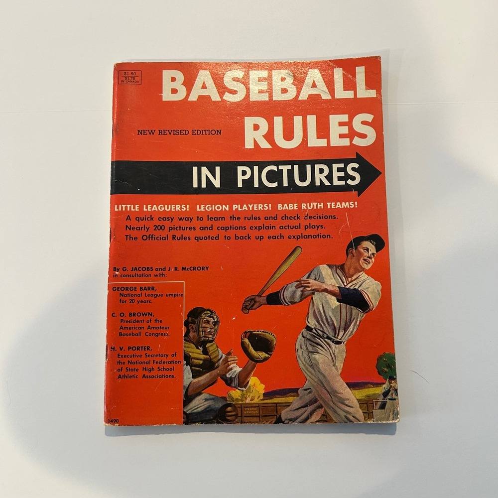 Vintage Baseball Rules in Pictures 1971 Revised Edition G. Jacobs J.R. McCrory